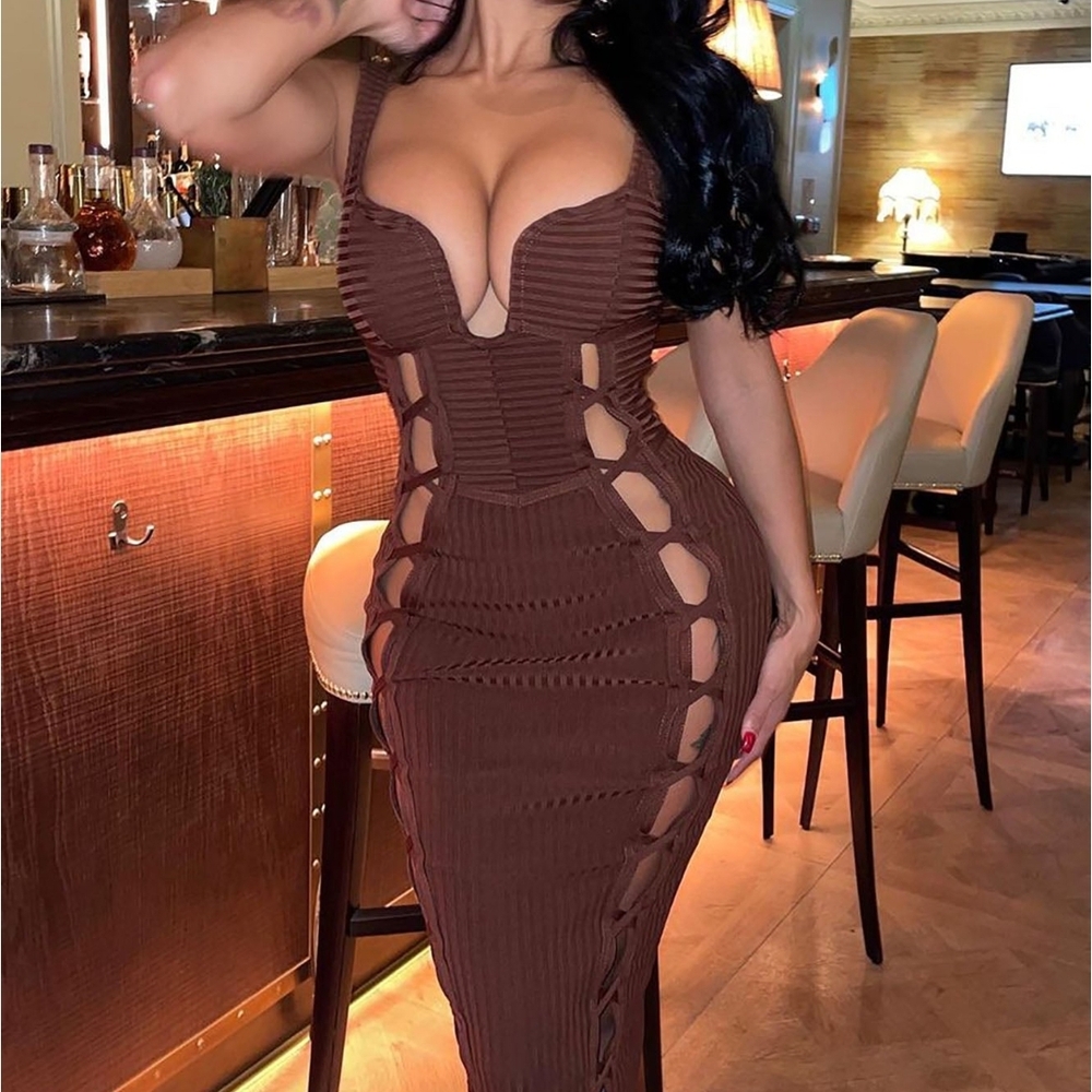Fashion Nova Backless Brown Dress